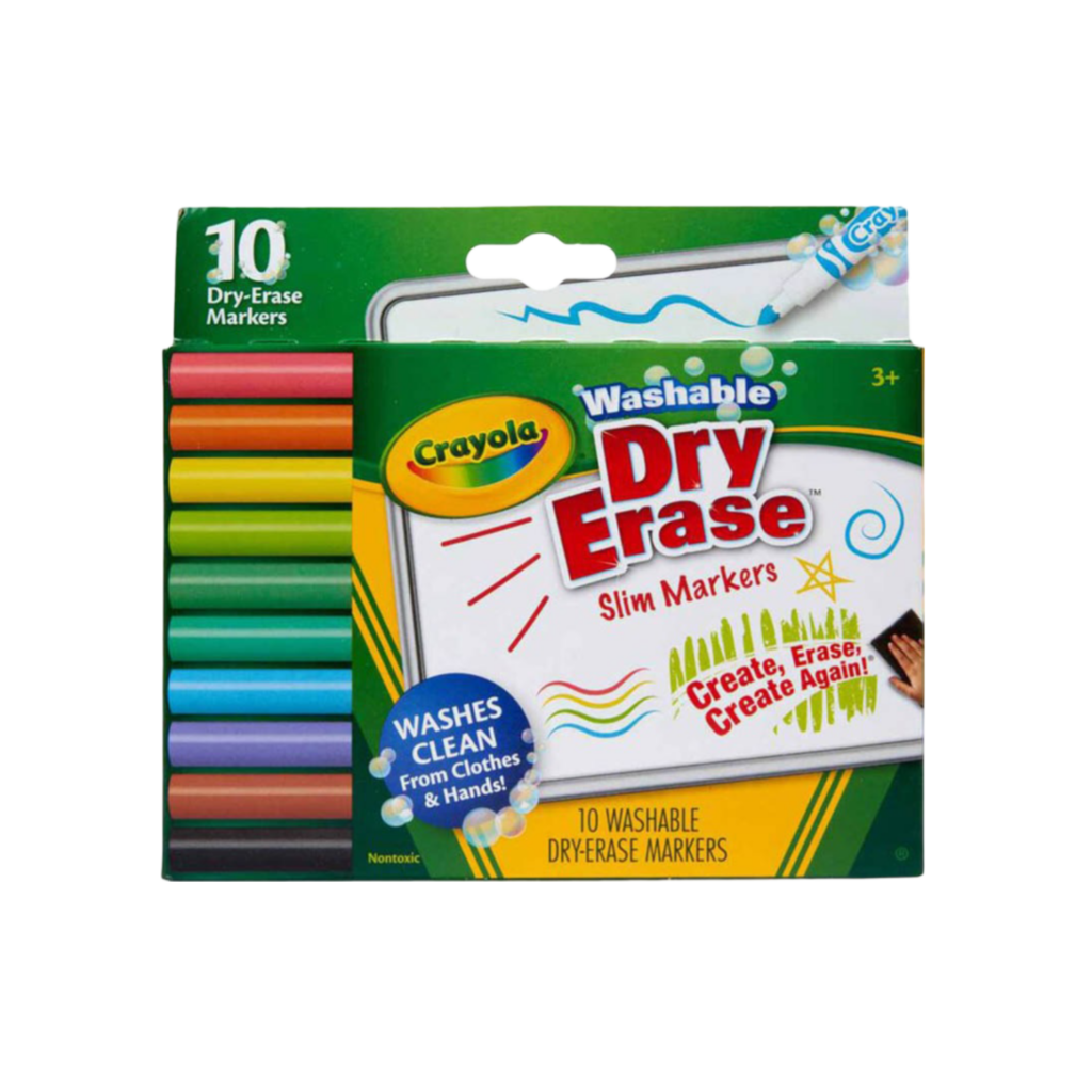 Crayola 10 Ct Wedge Tip Dry-Erase Markers, Washable