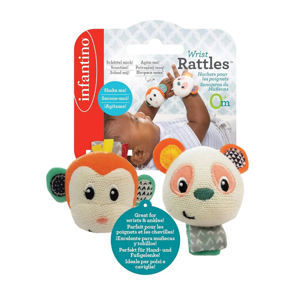 Infantino Wrist Rattles - Monkey/Panda
