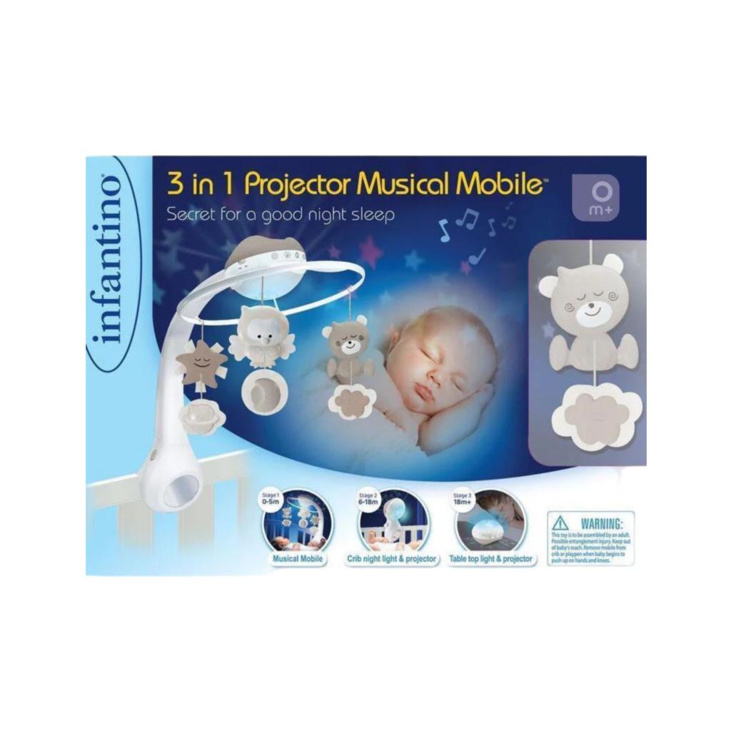 Infantino  3 In 1 Projector Musical Mobile (Ecru)