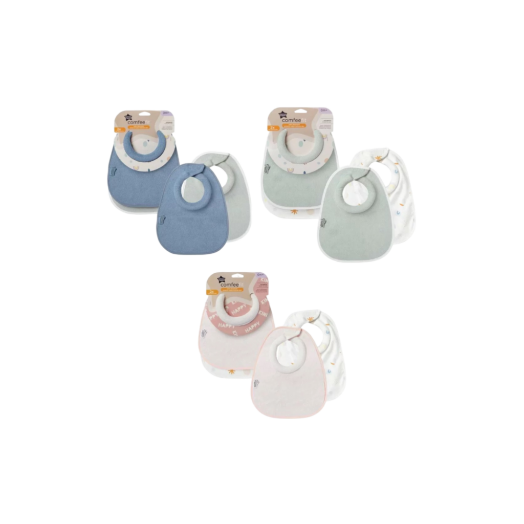 Tommee Tippee Closer To Nature  Milk Feeding Bib X 2 -Indigo Blue Blue/Mint Green/Baby Pink