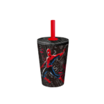 Stor Dw Stainless Steel Silicone Straw Tumbler Spiderman Black Board 360 Ml