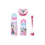 Disney - Baby Feeding 4 Pcs Gift Pack, 0+ Months - Minnie Mouse  (Bpa Free  1 Bottle 9Oz, 1 Bottle 5Oz, 1 Bottle Brush And 1 Soother.)