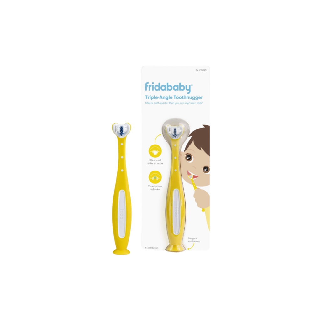 Frida Baby Triple-Angle Toothhugger Training Toothbrush For Toddler Oral Care, Yellow
