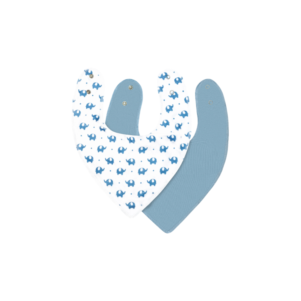 Moon Juvenile Bandana Bibs Regular ( Organic) ( Pack -2) Elephant & Blue