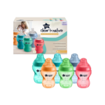 Tommee Tippee Closer To Nature Baby Bottles, Slow-Flow Breast-Like Teat With Anti-Colic Valve, 260Ml, Pack Of 6, Fiesta Multi-Coloured