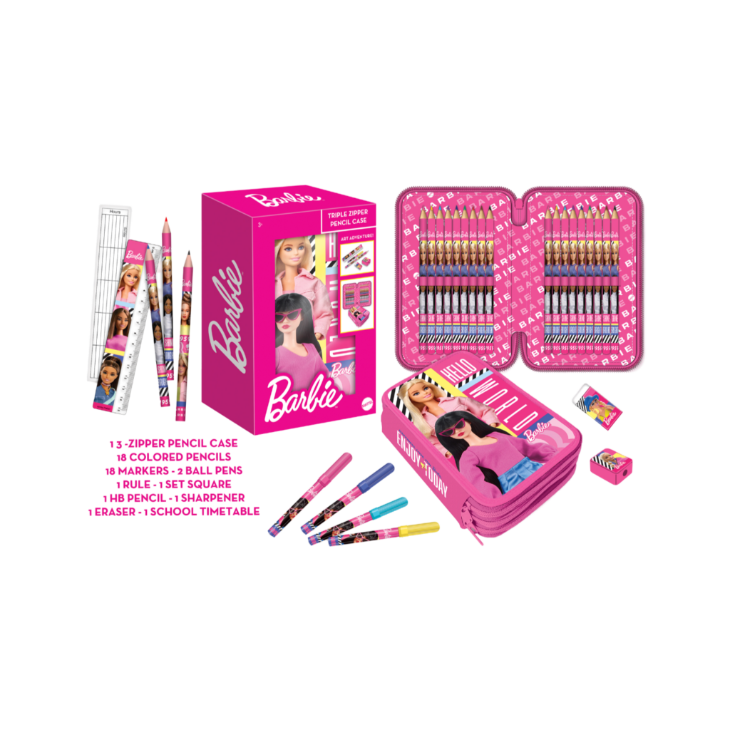 Barbie 3 Zippers Pencil Case