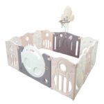 Little Toddlers Foldable Playpen 10 Simple Panel, 1 Game Panel, 1 Door, 1 Basketball Hoop -120Cm X 160Cm X 63Cm