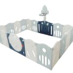 Little Toddlers Foldable Playpen 16 Simple Panel, 1 Game Panel, 1 Door, 1 Basketball Hoop -200Cm X 200Cm X 63Cm