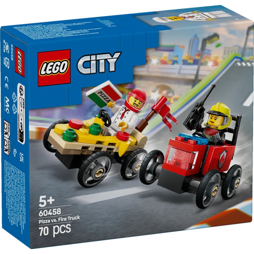 Lego City  60458 Pizza Vs. Fire Truck Race Car Pack