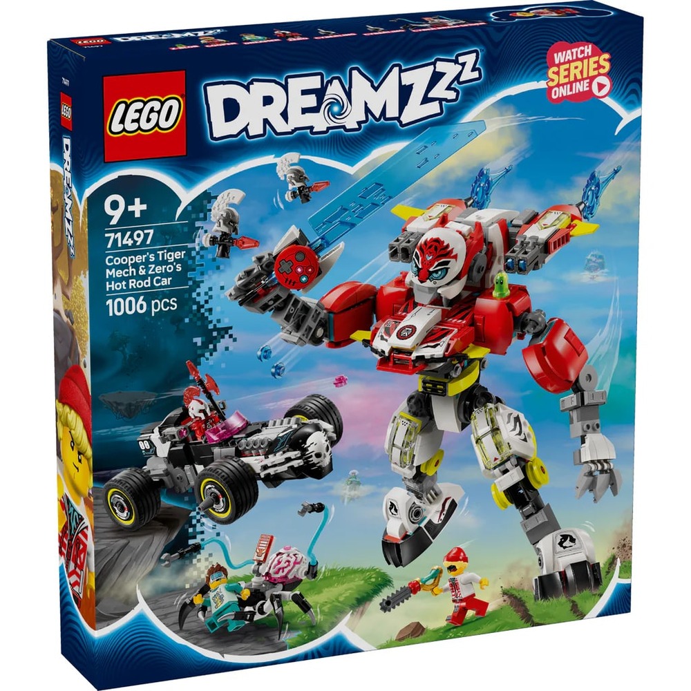 Lego Dreamzzz 71497 Cooper'S Tiger Mech & Zero'S Hot Rod Car