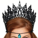 Glitter die cut crown with jewel - Black