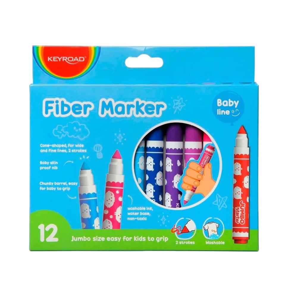 Keyroad Fiber Marker 12Pc 1Pck