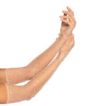 Rhinestone Fishnet Opera Length - Nude