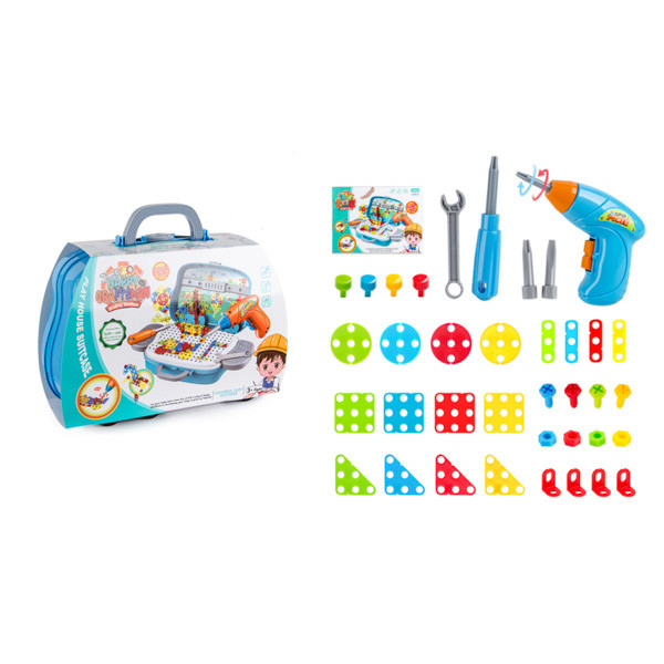 3D Play House Assembling With Electric Drill Blue 242