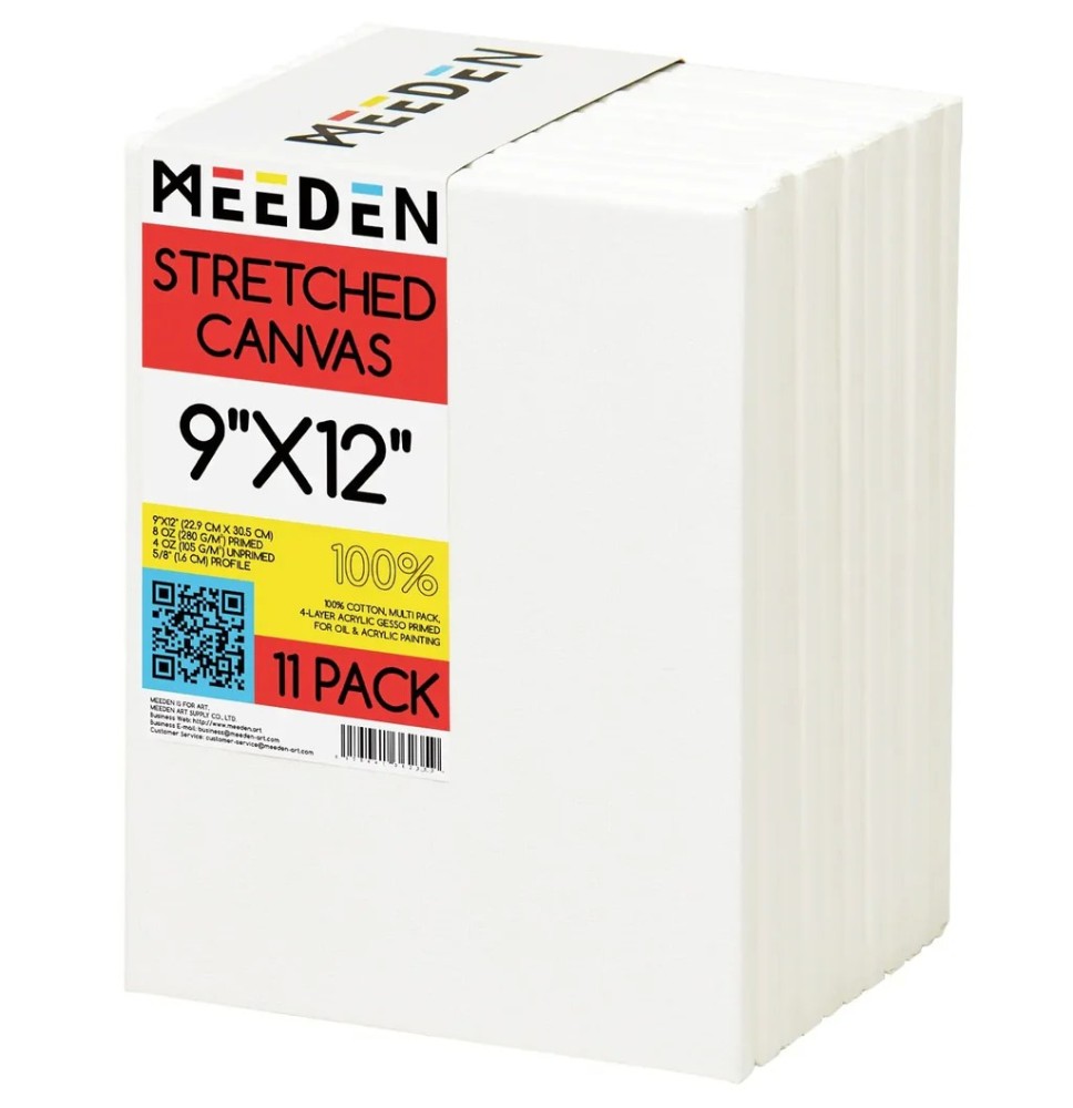 Meeden Stretched Canvas 9x12 11Pc 1Pck