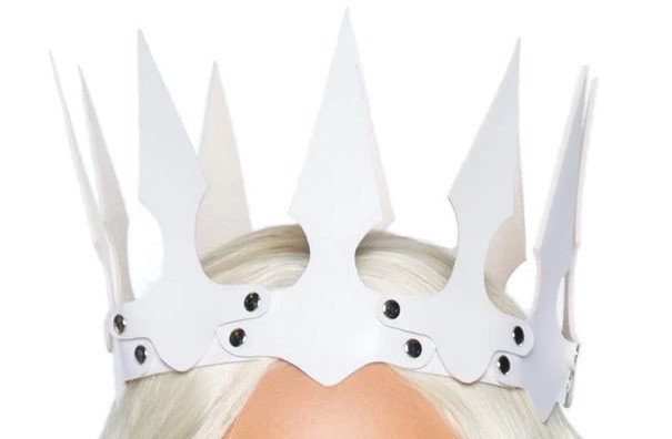 Faux Leather Spiked Crown - White