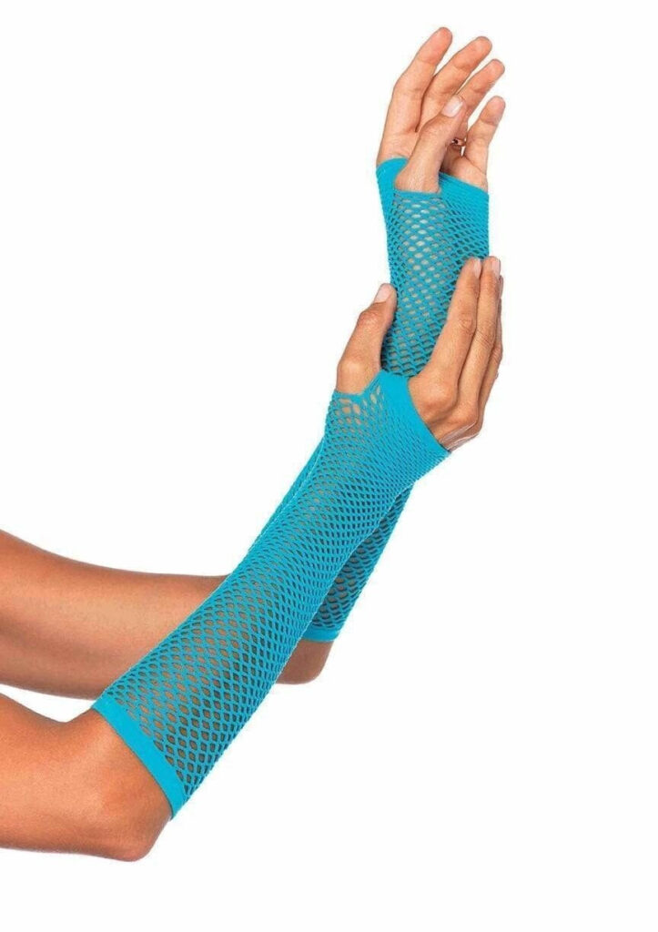 Triangle net fingerless gloves - Blue