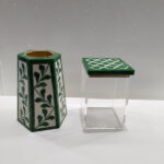 A beautiful incense burner decorated with natural shells, made in India + an oud box