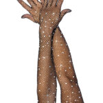 Rhinestone fishnet opera length - Black