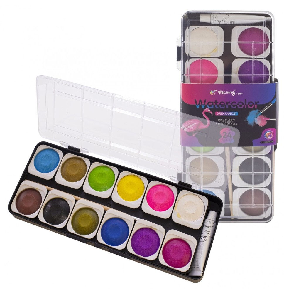 Yalong Water Color Cake 24Pc+1Bruch 1Pc