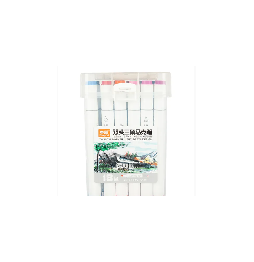 ZhongCai Twin-Tip Marker 18Pc 1Box