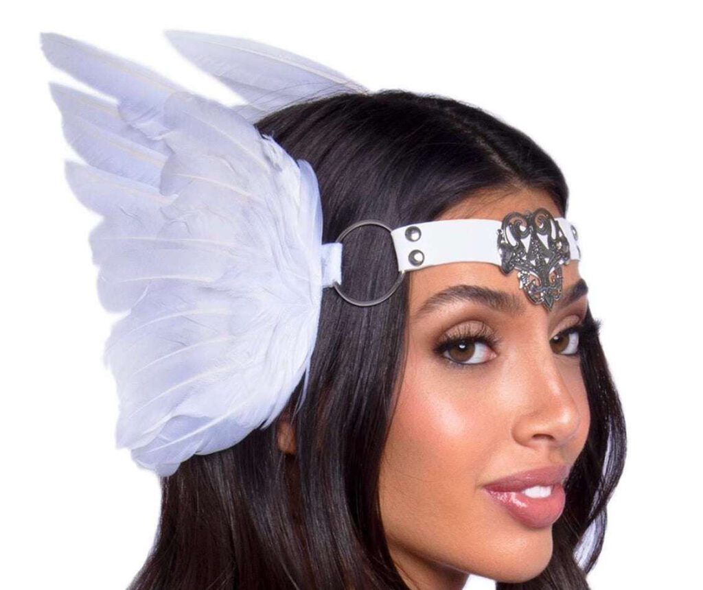 Feather headband with O-ring-White
