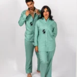 Linen crab set tiffany blue