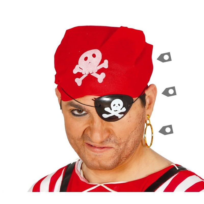 Pirate Set: Earrings, Bandana, Eyepatch