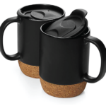 Black Ceramic Mug With Cork Base