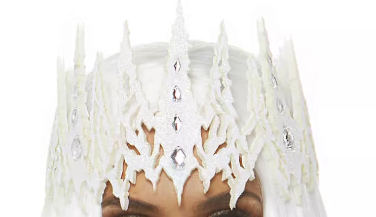 Glitter die cut jeweled crown - White