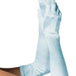 EXTRA LONG SATIN GLOVES LT BLUE