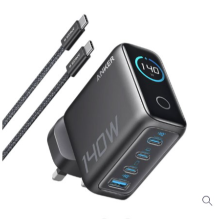 Anker GaN Charger / With 3 Type-C Ports + 1 USB Port / 140W / Type-C Cable / Built-in Display