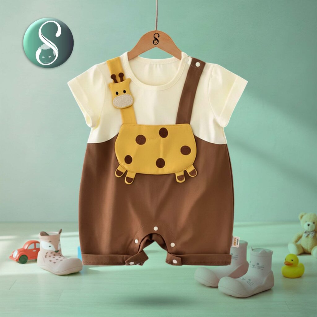 Baby Giraffe Fake Two Pieces Romper