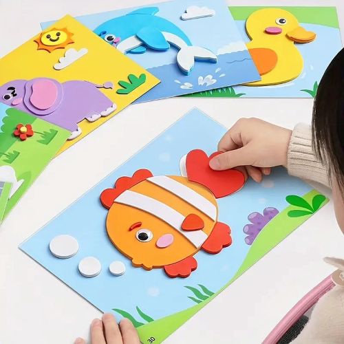 Handmade 3D Stickers – Puzzle & Craft Toy Set (10pcs)