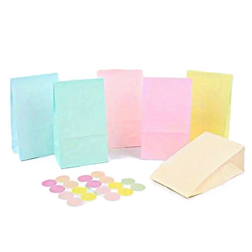 10pcs Vibrant Kraft Paper Gift Bags with Stickers - 18x9x6cm