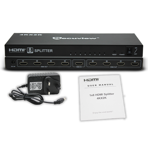 Secuview 1x8 HDMI Splitter | Distribute 4K Signal to Eight Displays Seamlessly.