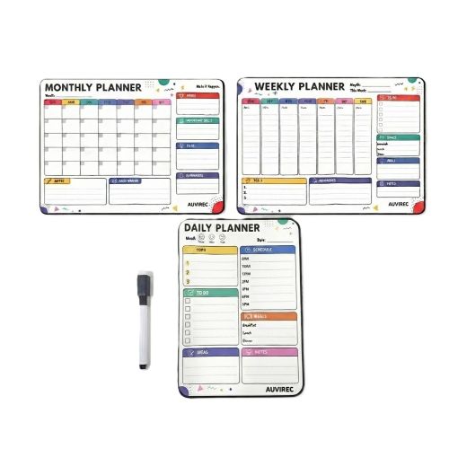 Reusable Daily, Weekly & Monthly Planner Board Set with Marker