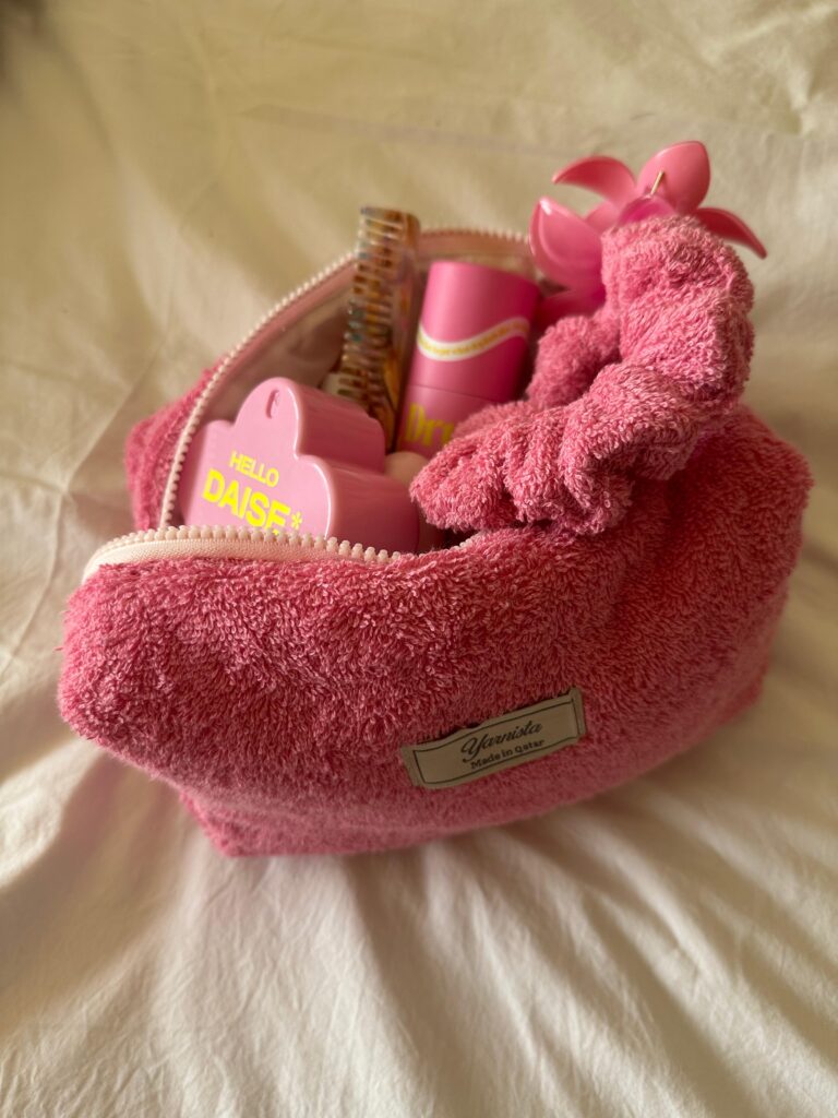 pink Makeup And Skincare Bags With Scrunchie