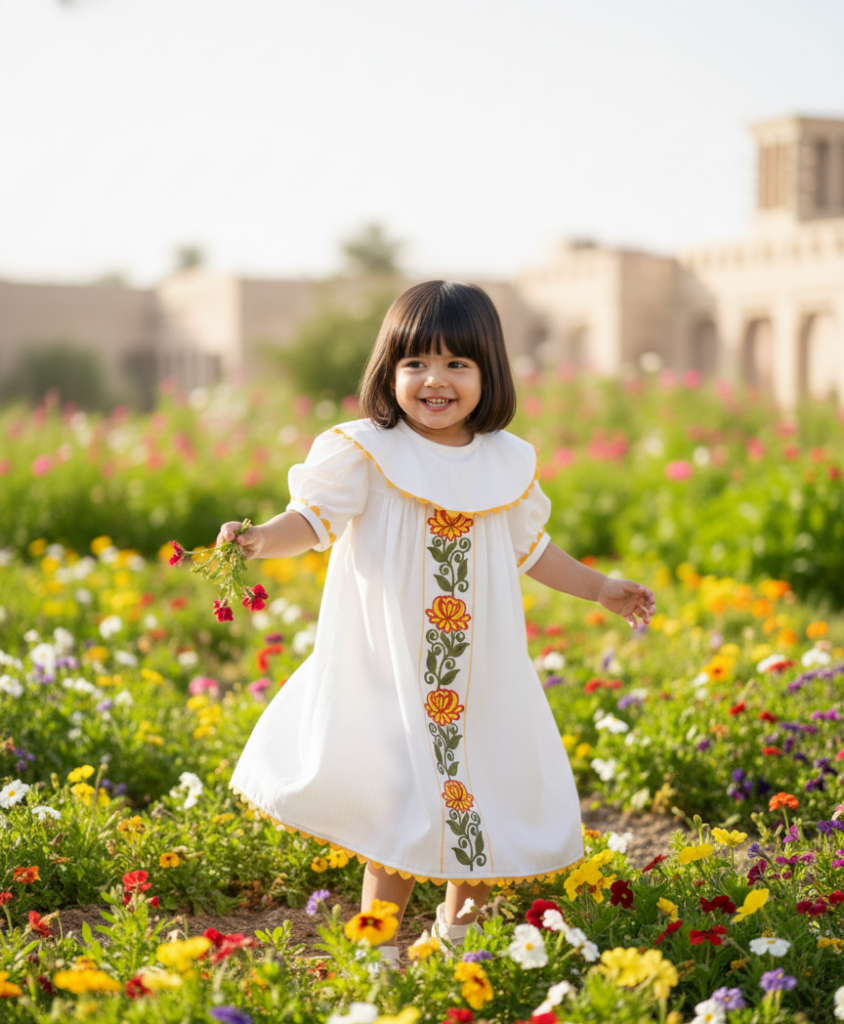 The “Marigold Meadow” Embroidered Dress