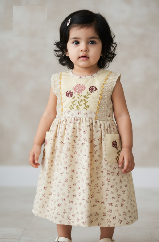 Charming Floral Embroidered Toddler Dress