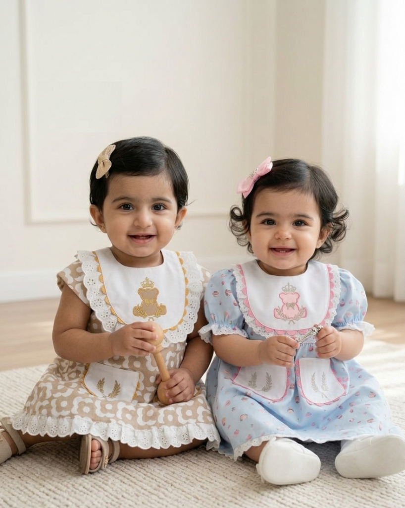 “Royal Teddy” Vintage-Inspired Baby Dress
