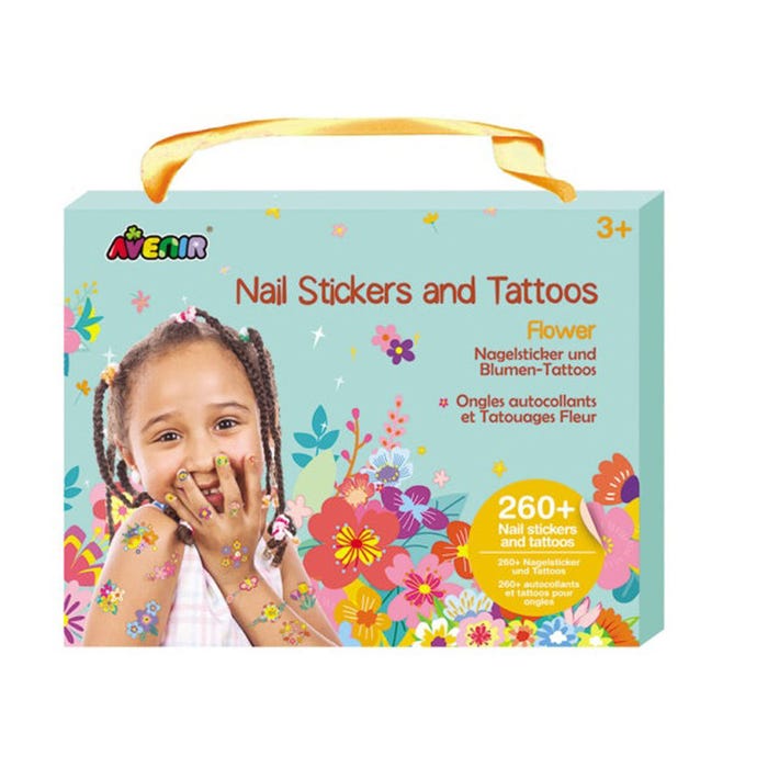 AVENIR NAIL STICKERS & TATTOOS: FLOWER SERIESINCLUDE 260 PIECES, EASY TO USE AND REMOVE, IN BOX, 3+