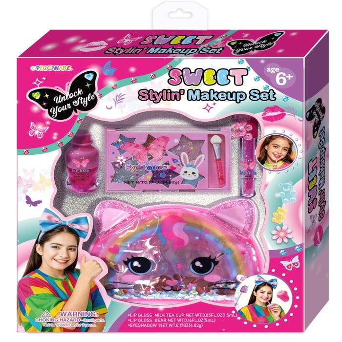 PECOWARE SWEET STYLING MAKEUP SET WITH CAT PURSE
