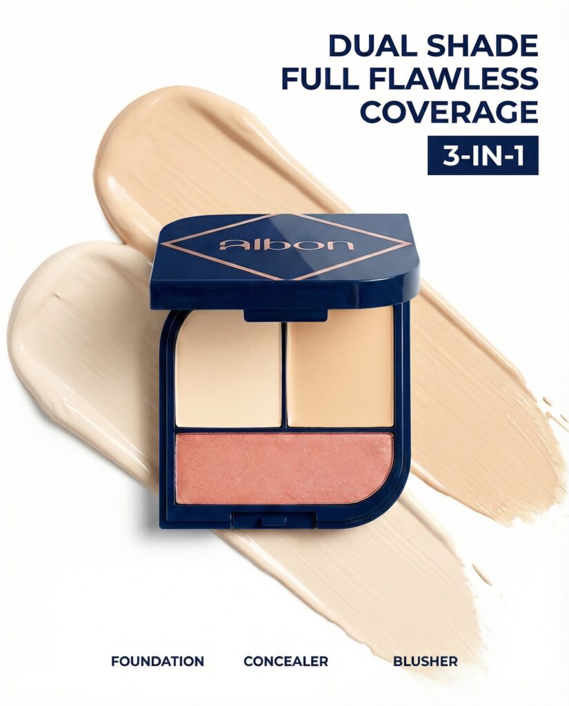 Flawless Fusion 3-In-1 Dual Shade Foundation(Warm And Cool Tone) & Blush.