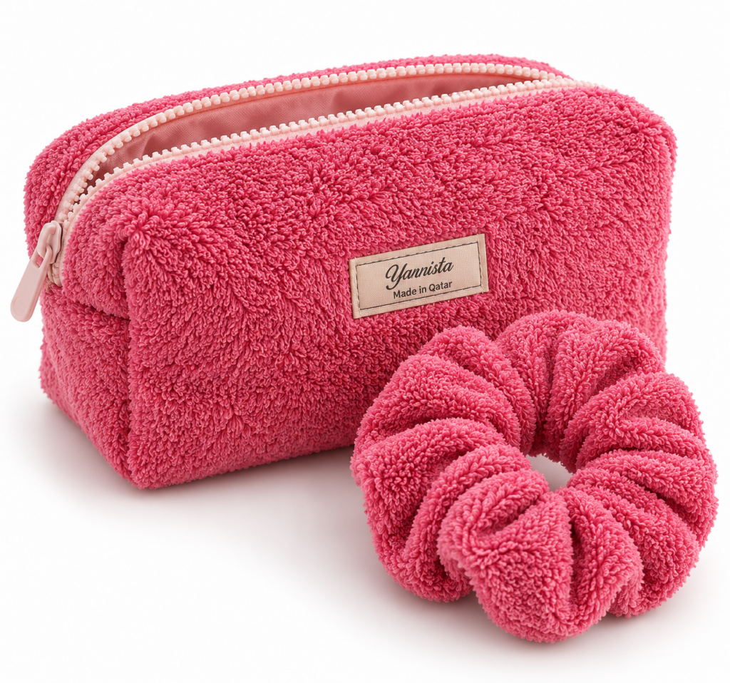 pink Makeup And Skincare Bags With Scrunchie